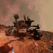 Curiosity Mars Rover Exploring The Surface Planet Of Mars. Elements Of This Image Furnished By Nasa.