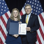 Karolina Mukhtar with Kelvin Droegemeier (White House Office of Science and Tech Policy) PECASE Award (2)